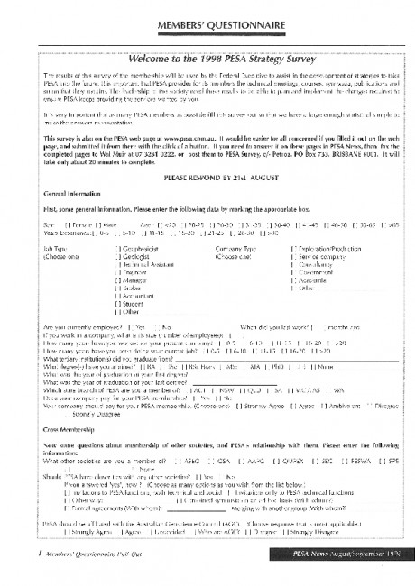 PESA News No. 35 – Members Questionnaire
